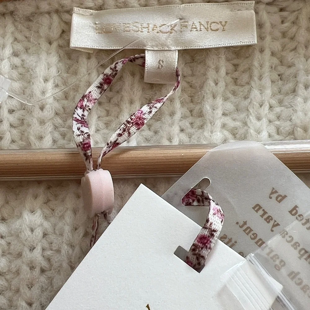 LoveShackFancy Cream Sweater with Bow Details - Picture 3 of 7